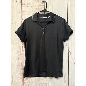 Lady Hagen Short Sleeve Collared V Neck Golf Polo Shirt Black White Size XL Peru